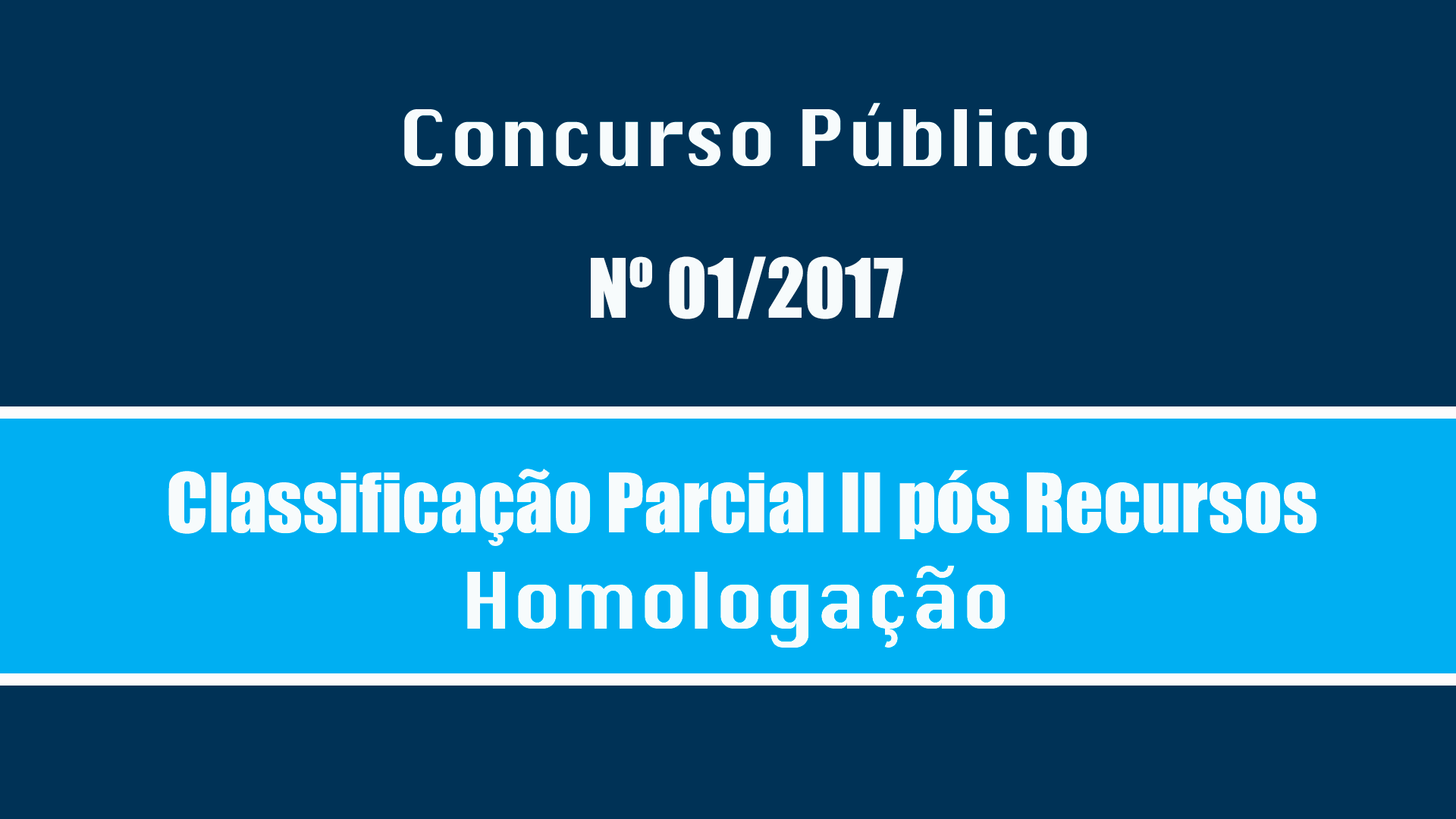 CONCURSO PÚBLICO Nª 001/2017 - CLASSIFICAÇÃO PARCIAL II - PÓS RECURSOS E HOMOLOGAÇÃO.