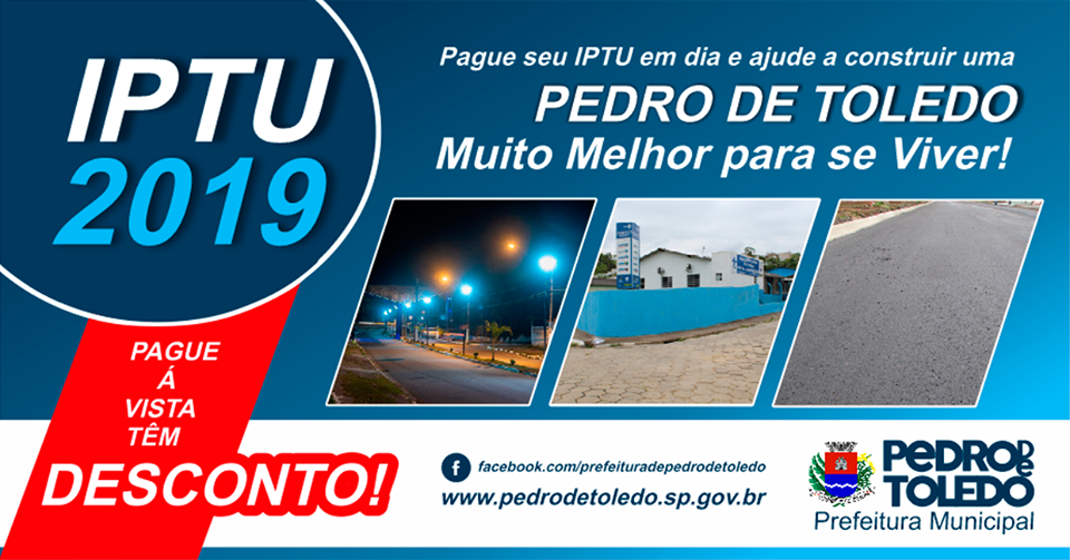 IPTU 2019 ESTÁ DISPONÍVEL PARA RETIRADA EM PEDRO DE TOLEDO