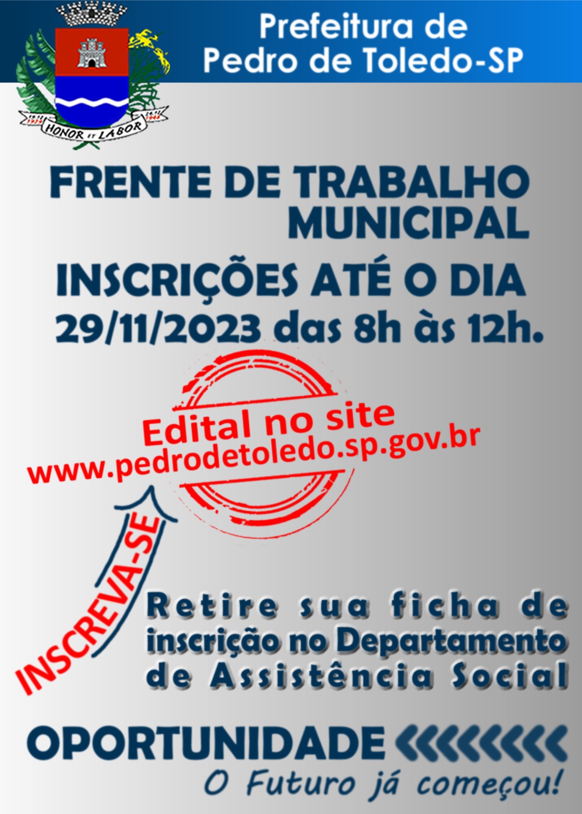 FRENTE DE TRABALHO MUNICIPAL - PEDRO DE TOLEDO
