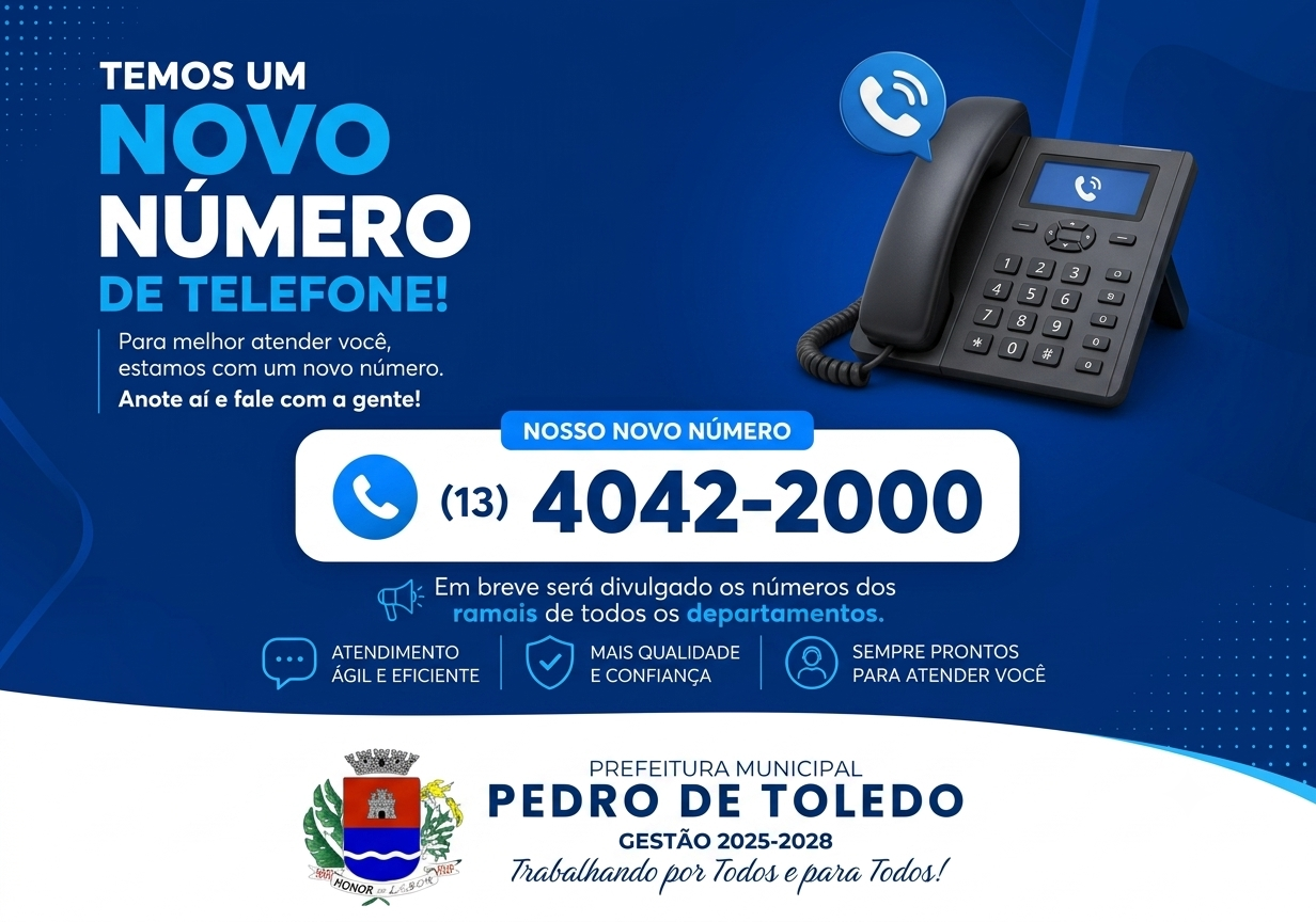 ATENÇÃO! ANOTE O NOVO TELEFONE DA PREFEITURA