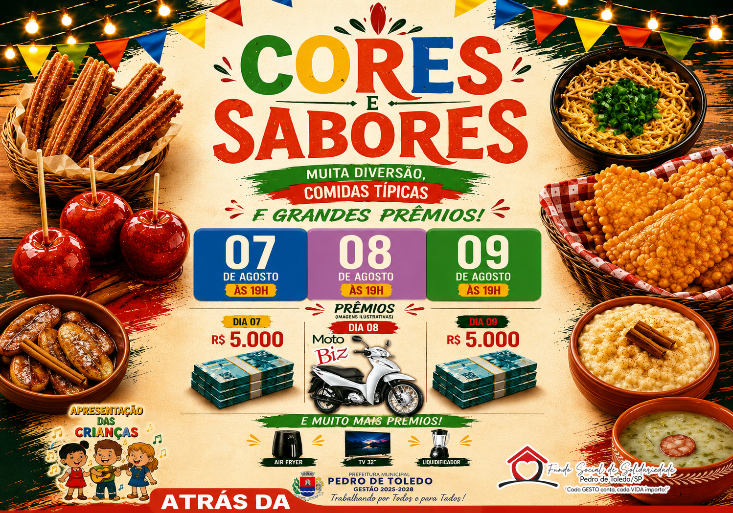 CORES E SABORES PROMETE TRÊS NOITES DE DIVERSÃO, GASTRONOMIA E GRANDES PRÊMIOS EM PEDRO DE TOLEDO
