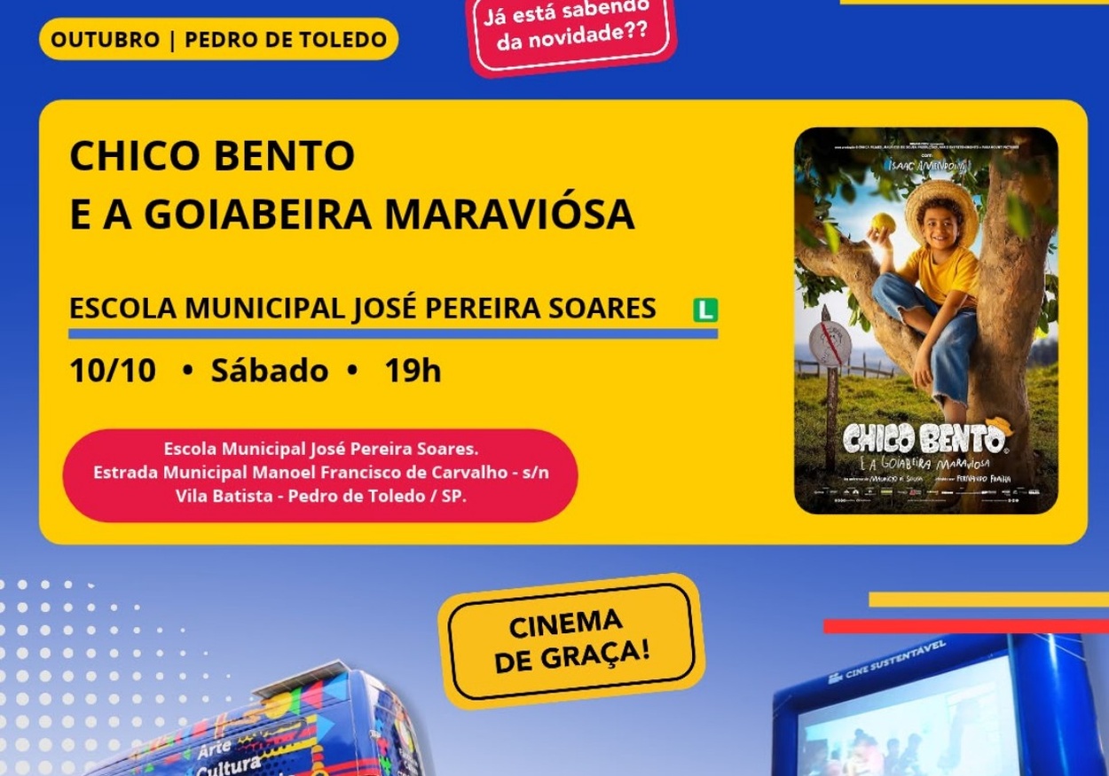 CINEMA DE GRAÇA EM PEDRO DE TOLEDO! 