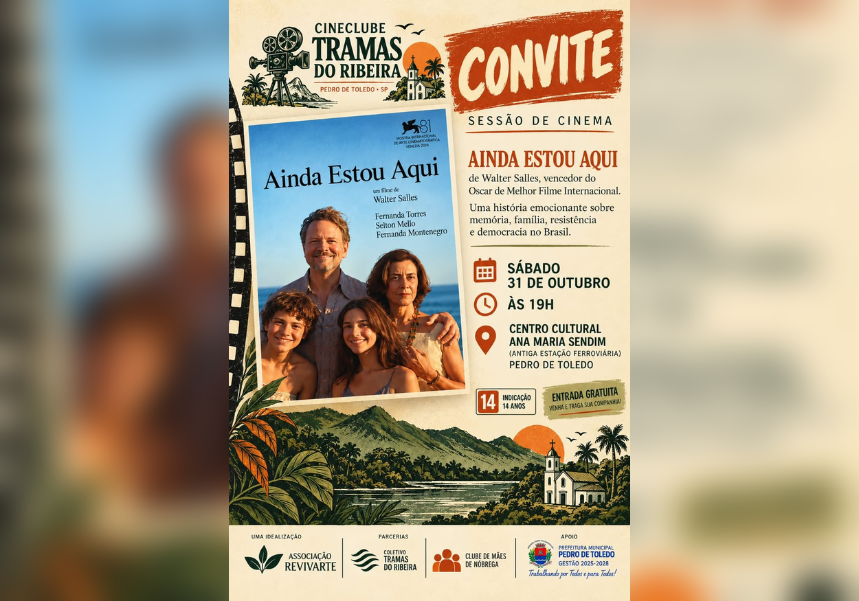 CONVITE ESPECIAL PARA UMA SESSÃO DE CINEMA EM PEDRO DE TOLEDO!