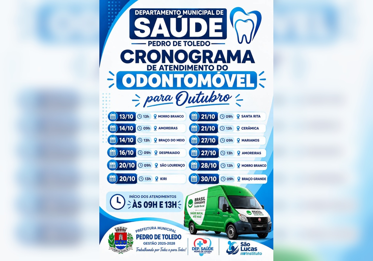 ODONTOMÓVEL | CRONOGRAMA DE OUTUBRO