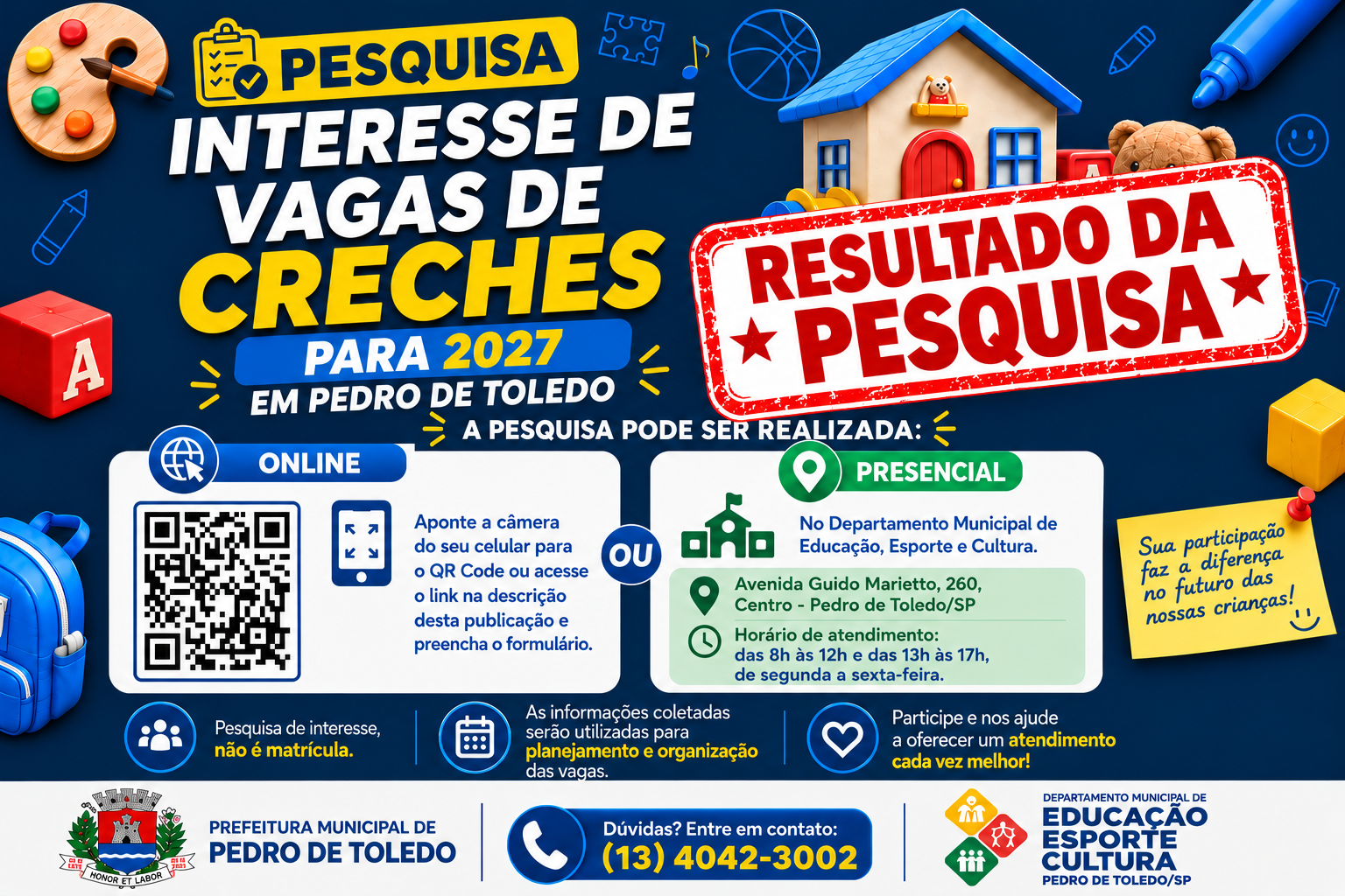 RESULTADO DA PESQUISA DE INTERESSE EM VAGA EM CRECHE - 2027