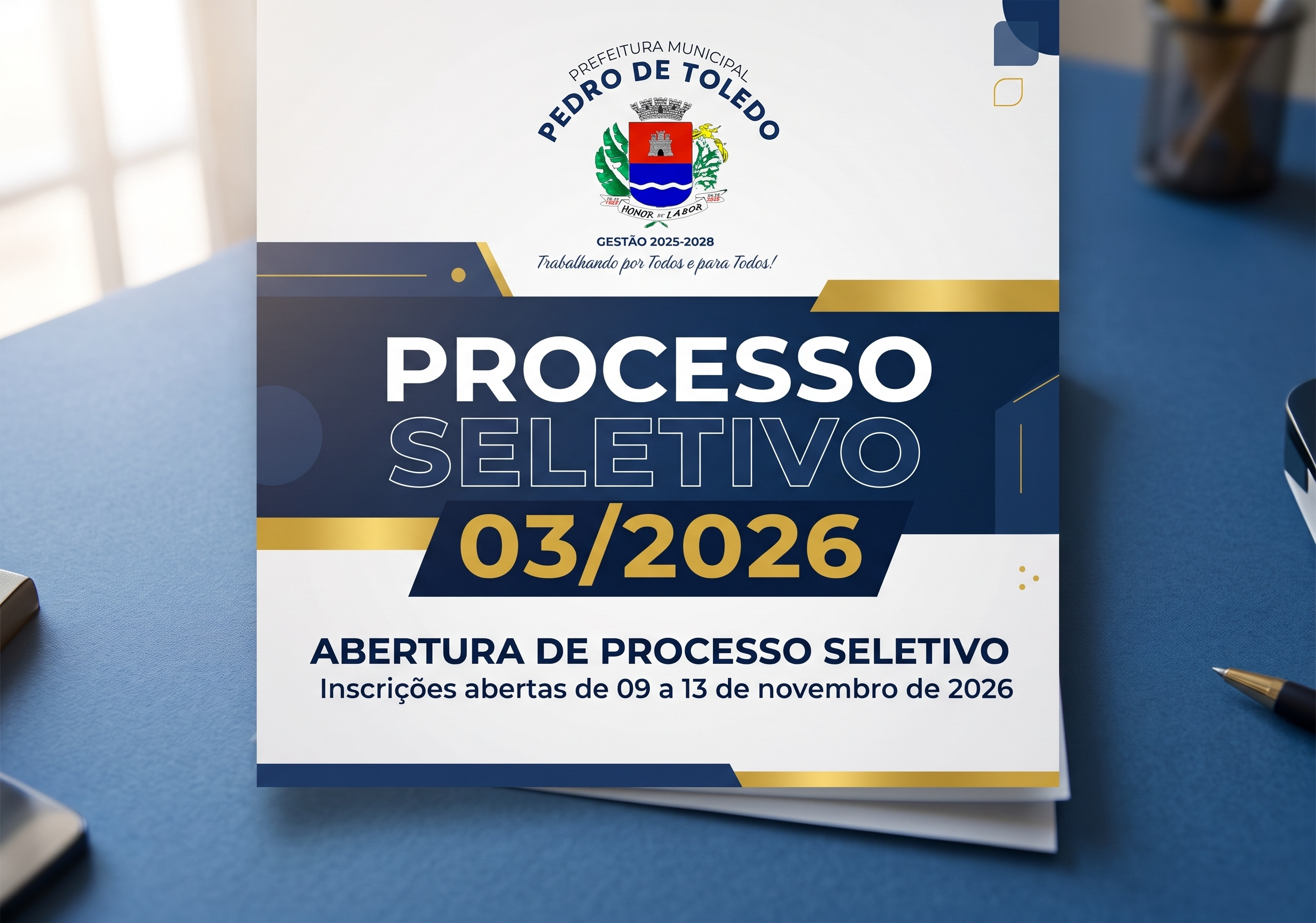 PREFEITURA DE PEDRO DE TOLEDO ABRE INSCRIÇÕES PARA O PROCESSO SELETIVO Nº 03/2026